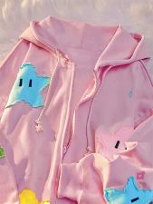 SC Zipper Embroidered Cartoon Pullover Hoodie YWXS-XS-124