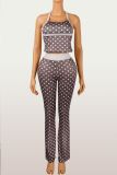 SC Polka Dot Print Sling Tank Top And Pants Set YWXS-K25L1325