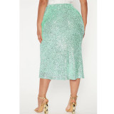 SC Solid Color Sequin Half Body Skirt GYOM-8886