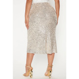 SC Solid Color Sequin Half Body Skirt GYOM-8886