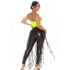 SC Casual Tie Up PU Leather Pants GYOM-K8707