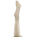 SC Solid Color Mesh Patchwork Sleeveless Maxi Dress GSLF-K25D86497