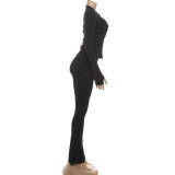 SC Hollow Out Zipper Tops Two Piece Pants Set GSLF-K25S84204