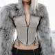 SC Zipper Long Sleeve Furzzy Patchwork Jackets GSLF-K25C83769