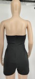SC Rhinestone Deep V-Neck Tassel  Wrap Romper GYOM-8855