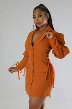 SC Fashion Tie Up Mid-Length Blazer GRNH-7157