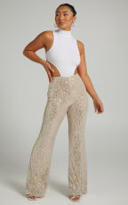 SC Plus Size Fashion Sequin Flare Pants GYOM-8916