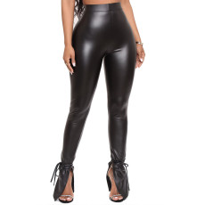 SC PU Leather Split Micro Flare Pants GYOM-k8705