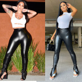 SC PU Leather Split Micro Flare Pants GYOM-k8705