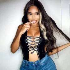 SC Sexy Halter-Neck Strappy Leather Vest GYOM-8701