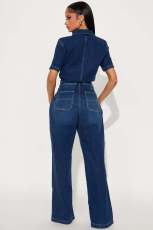 SC Fashion Short Sleeve Denim Jumpsuit LX-8605
