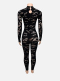 SC Fashion Sexy Long Sleeve Hollow Out Tight Jumpsuits GQNF-Y00535QL
