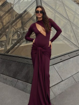 SC Long Sleeve Hollow Out Maxi Dress GQNF-Y00519DC