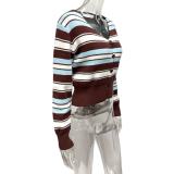SC V Neck Contrast Color Knits Coats GQNF-Y00280CM