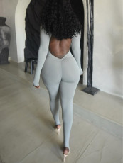 SC Long Sleeve Solid Color Tight Jumpsuit GQNF-Y00252QC