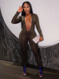 SC Long Sleeve Solid Color Tight Jumpsuit GQNF-Y00252QC
