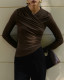 SC V Neck Ruched Solid Color Tops GQNF-Y00343TC