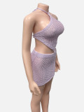 SC Backless Halterneck Knits Top Two Piece Skirts Set GQNF-F00129SM