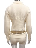 SC Solid Color Lapel Two Piece Shorts Set GQNF-Y00304SM