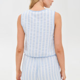 SC Sleevless Bow-tie Stripes Two Piece Pants Set GQNF-Y00261SD