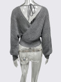 SC V Neck Long Sleeve Knits Sweater GQNF-Y00340CM