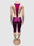 SC Deep V Neck Backless Tops Fifth Pants 2 Piece Set GQNF-Y00401SC