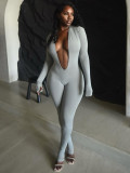 SC Long Sleeve Solid Color Tight Jumpsuit GQNF-Y00252QC