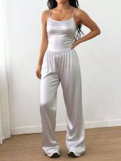 SC Solid Color Sling Top Wide Leg Pants Suit GQNF-Y00307QC