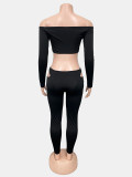 SC One Shoulder Long Sleeve Hollow Out Two Piece Pants Set GQNF-Y00410SC