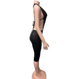 SC Deep V Neck Backless Tops Fifth Pants 2 Piece Set GQNF-Y00401SC