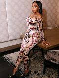 SC Print One Shoulder Tight Jumpsuit GQNF-Y00241QC
