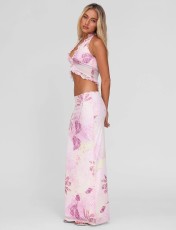 SC Ruched Print Ruffles Tops Two Piece Skirts Set GQNF-Y00111SC
