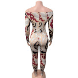 SC Print One Shoulder Tight Jumpsuit GQNF-Y00241QC