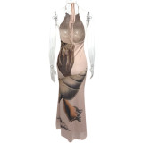 SC Shell-Printed Sleeveless Maxi Dress GQNF-Y00116DC