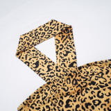 SC Leopard Print Wrap Chest Tops Two Piece Pants Set GDSF-D25ST538