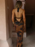 SC Sexy Backless Print Ruched Maxi Dress GQNF-Y00201DC