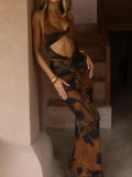SC Sexy Backless Print Ruched Maxi Dress GQNF-Y00201DC