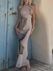 SC Shell-Printed Sleeveless Maxi Dress GQNF-Y00116DC
