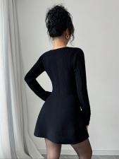 SC V Neck Long Sleeve Knits Mini Dress GQNF-F00126DM