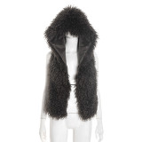 SC Fur Hooded Backless Tie Up Tops GDSF-D25TP517