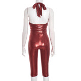 SC Solid Color Backless Sling Tops Seven-Tenths Pants Set GDSF-J25ST430