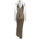 SC Halterneck Knits Backless Maxi Dress GQNF-Y00048DM