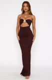 SC Tube Top Backless Solid Color Maxi Dress GQNF-Y00205DC