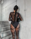 SC Lace Patchwork Sexy Hollow Out Jumpsuit GQNF-F00231QL