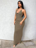 SC Halterneck Knits Backless Maxi Dress GQNF-Y00048DM