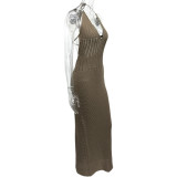 SC Halterneck Knits Backless Maxi Dress GQNF-Y00048DM