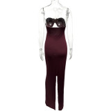 SC Tube Top Backless Solid Color Maxi Dress GQNF-Y00205DC