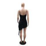 SC V Neck Backless Sequin Sling Mini Dress CYA-902122