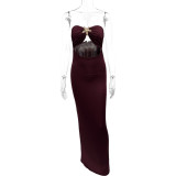 SC Tube Top Backless Solid Color Maxi Dress GQNF-Y00205DC