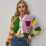 SC Color Block Letter Print Short Coats GQNF-F00038T